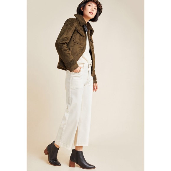 Like New | DL1961 Anthropologie Hepburn Cropped Wide-Leg Jeans in Cream - Picture 5 of 13